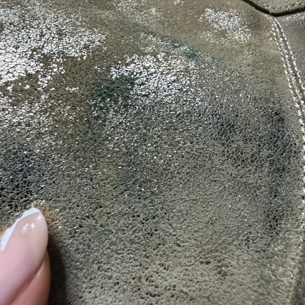 CoFi Leather Brushed Gold Metallic Hobo Bag Festival Boho